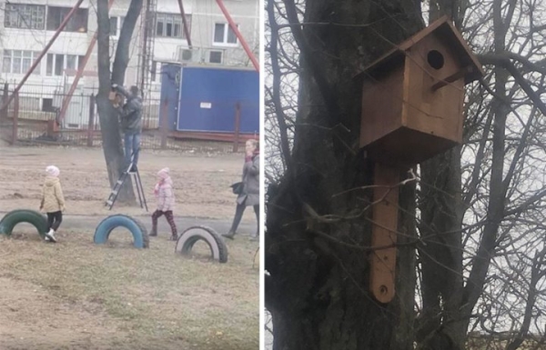 Житель Барановичей сам делает и вешает скворечники